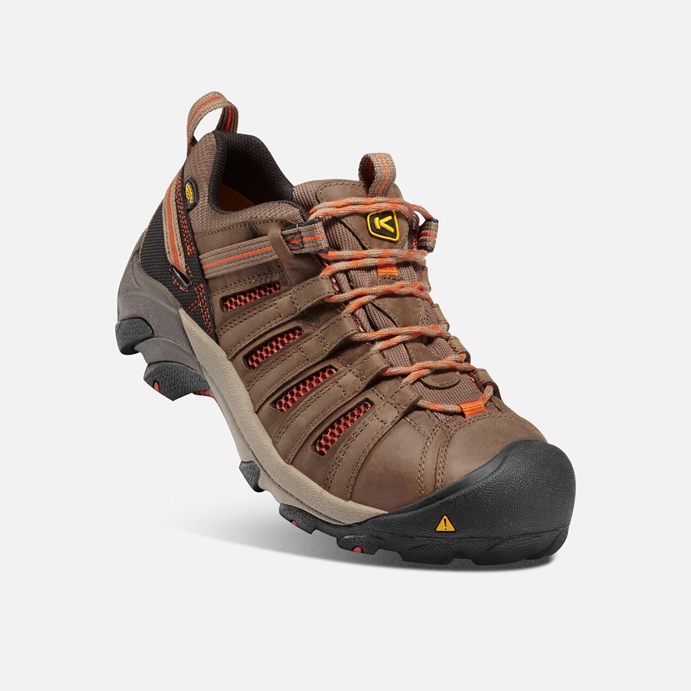 Zapatos de Trabajo Keen Mexico Marrom/Negros - Hombre Flint Bajos (Steel Toe) - YS3824957